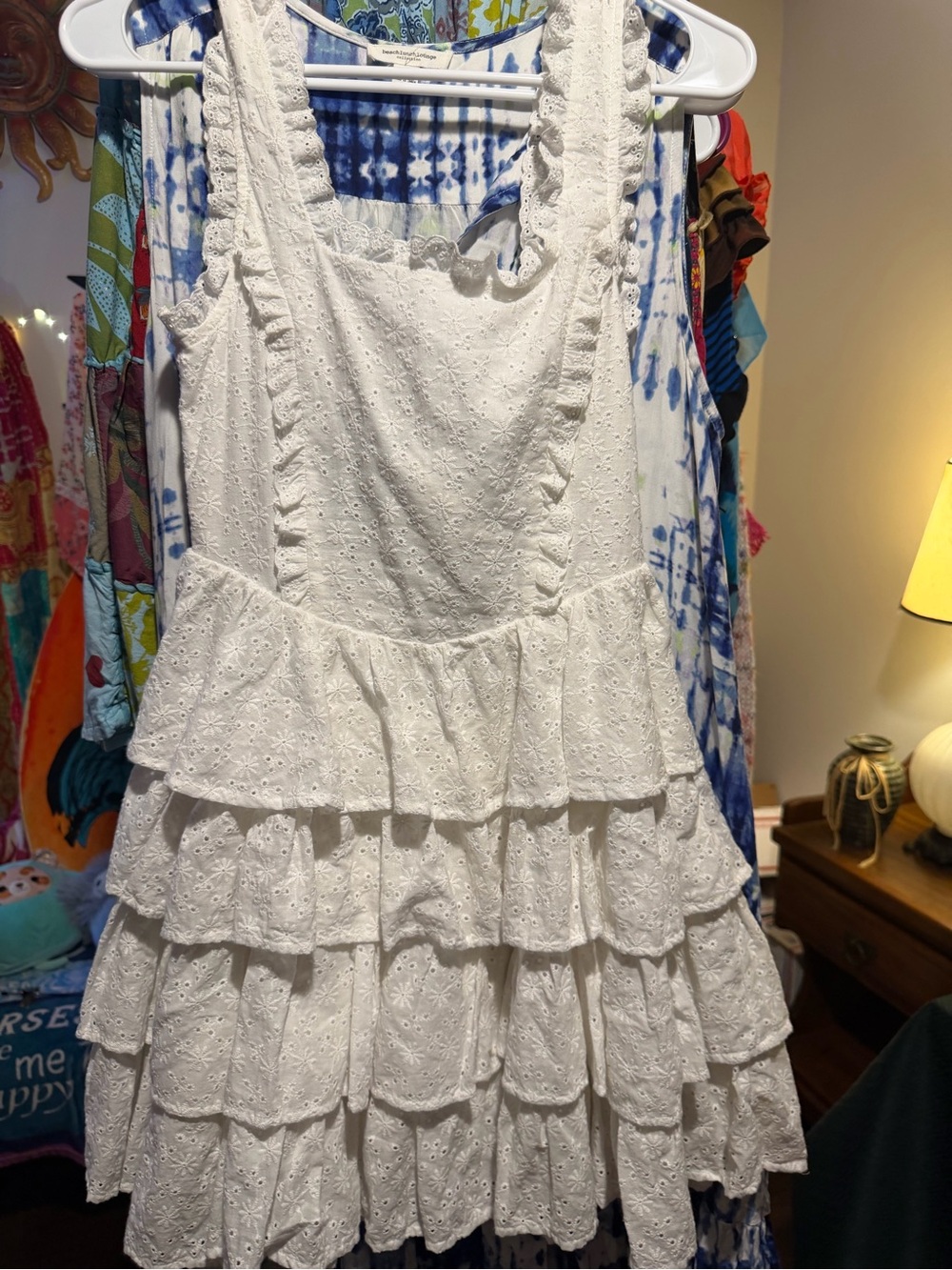 White Eyelet Tiered Ruffle  Dress